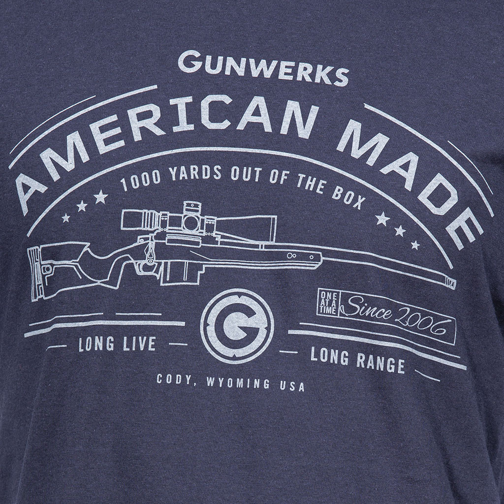 Gunwerks American Made T-Shirt in Navy - Detial